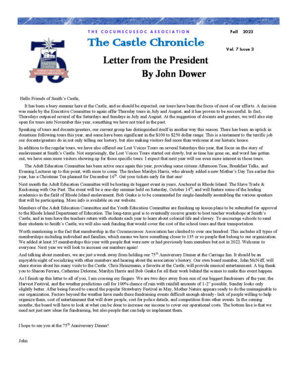 The Castle Chronicle – Fall 2023 Castle Chronicles newsletter cover