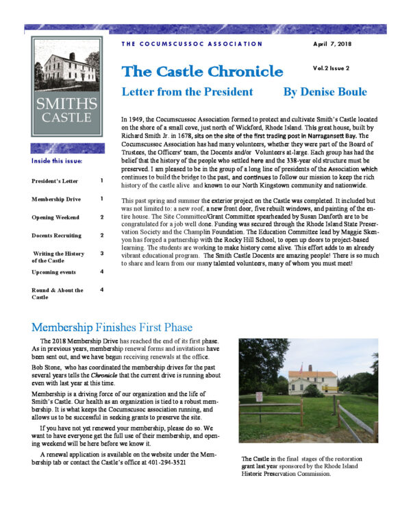 The Castle Chronicle – Spring 2018 Castle Chronicles newsletter cover