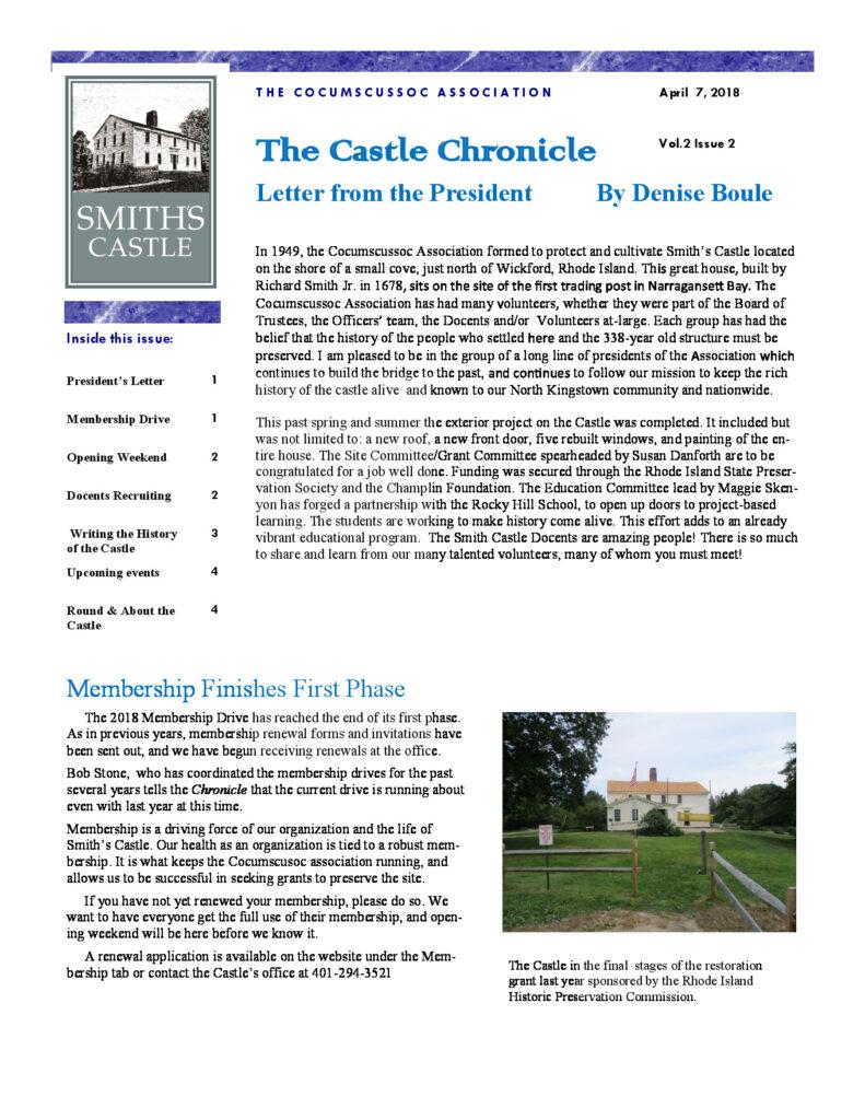 Historic Smith's Castle, a restored colonial site, surrounded by trees and a fence, emphasizing its architectural heritage.