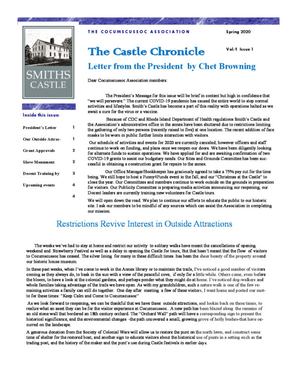 The Castle Chronicle – Spring 2020 Castle Chronicles newsletter cover