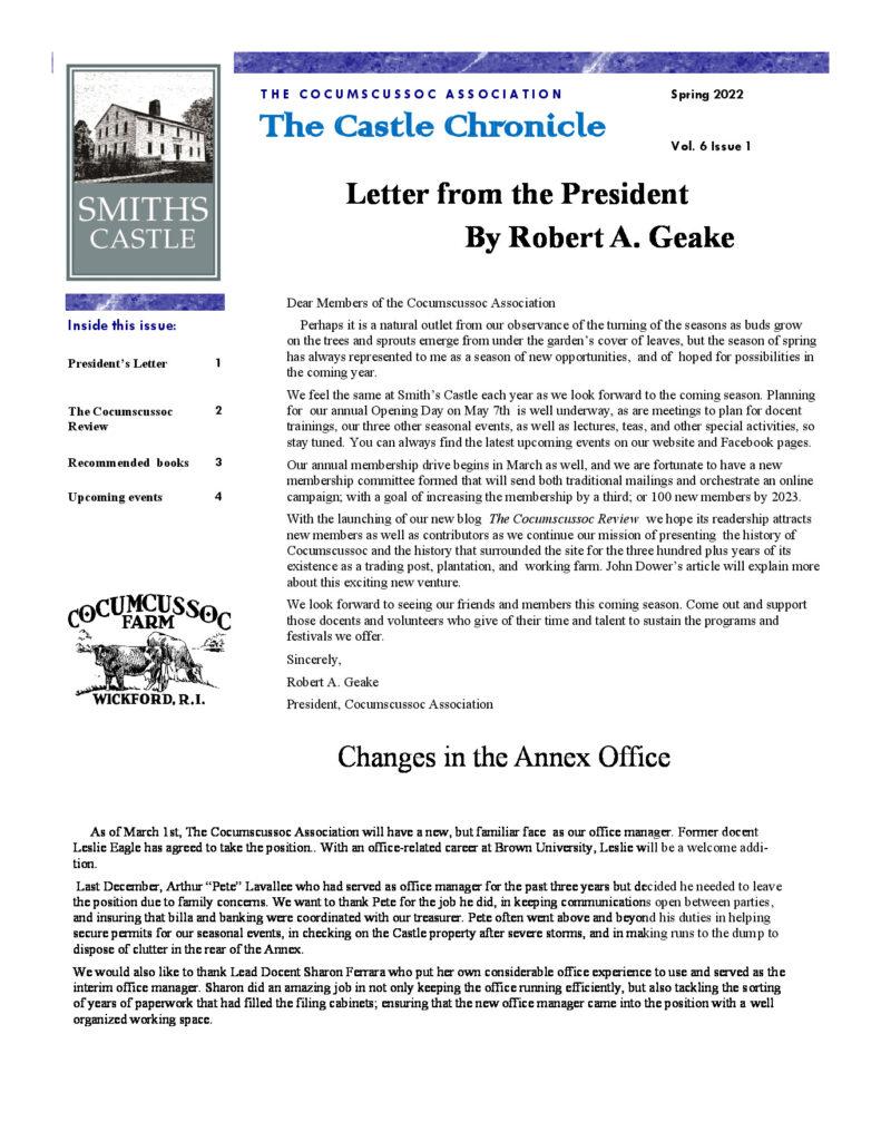 The Castle Chronicle – Spring 2022 Castle Chronicles newsletter cover