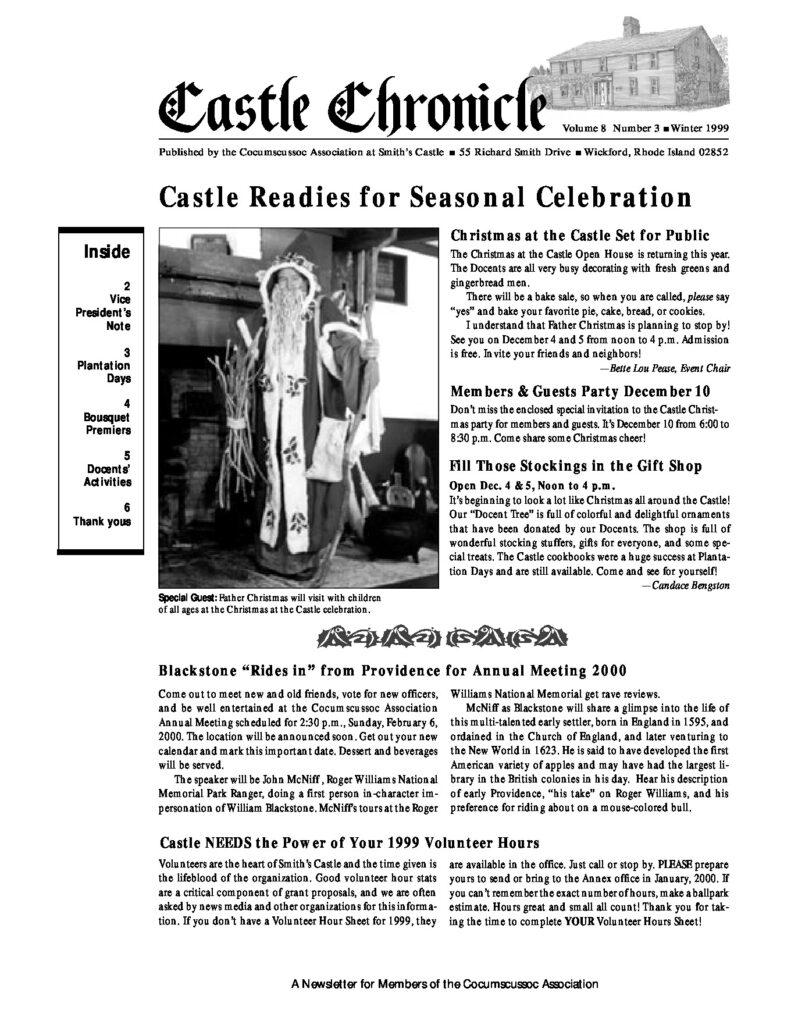 The Castle Chronicle – Winter 1999 Castle Chronicles newsletter cover