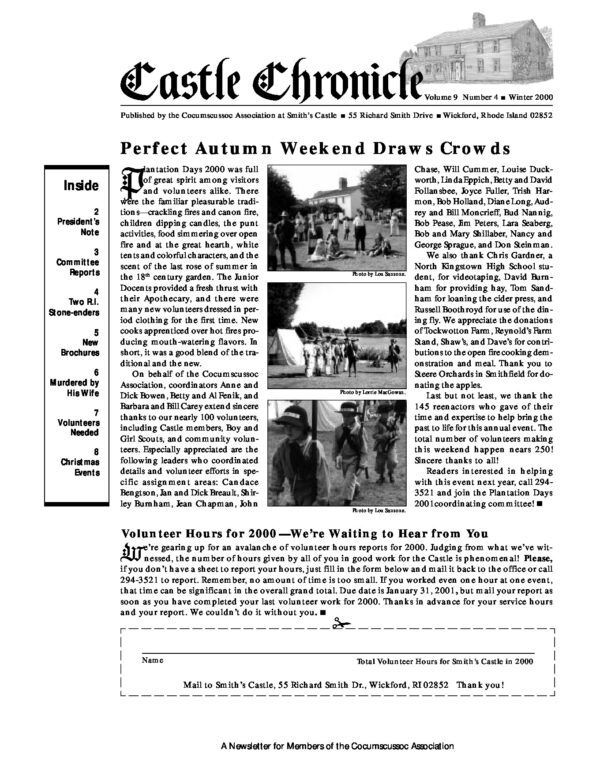The Castle Chronicle – Winter 2000 Castle Chronicles newsletter cover