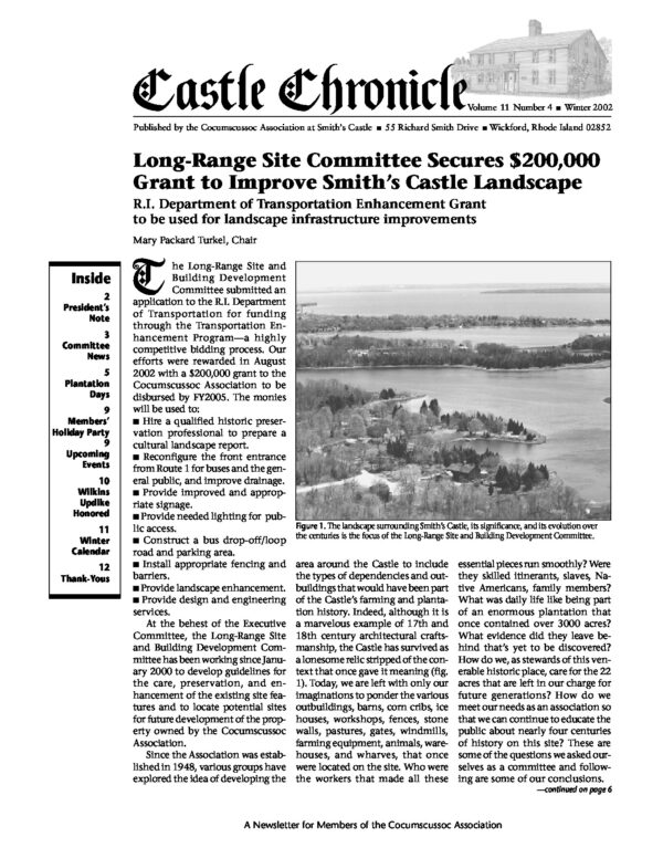 The Castle Chronicle – Winter 2002 Castle Chronicles newsletter cover