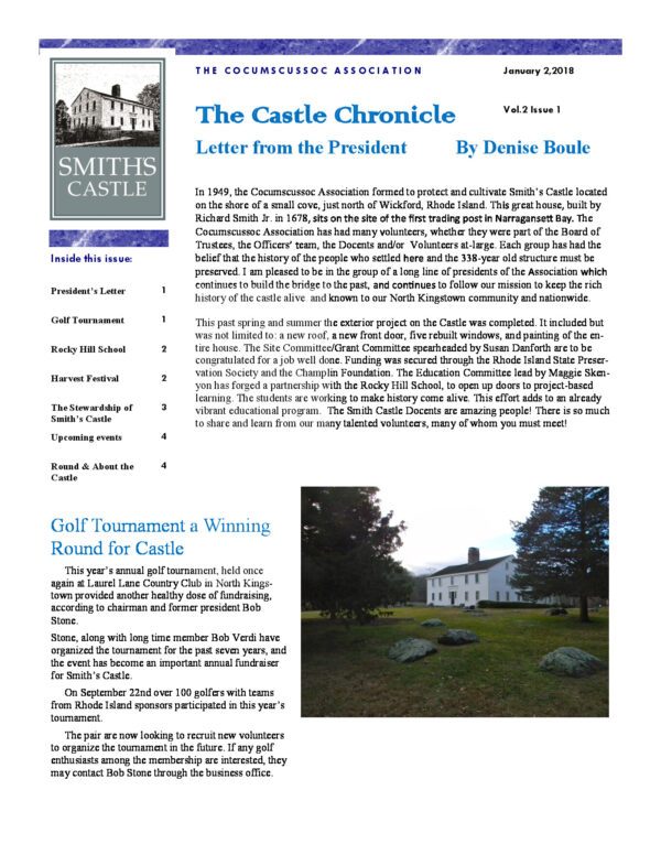 The Castle Chronicle – Winter 2018 Castle Chronicles newsletter cover