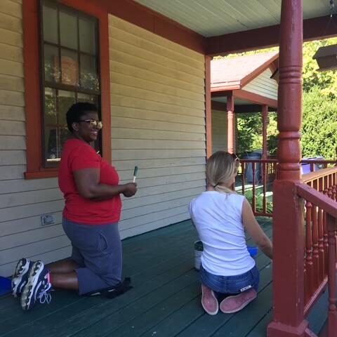 volunteers painting